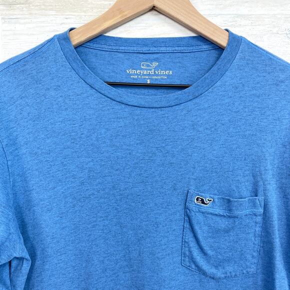 Vineyard Vines Long-Sleeve Overdyed Heathered T-Shirt Blue Cotton Mens Small - Picture 2 of 5